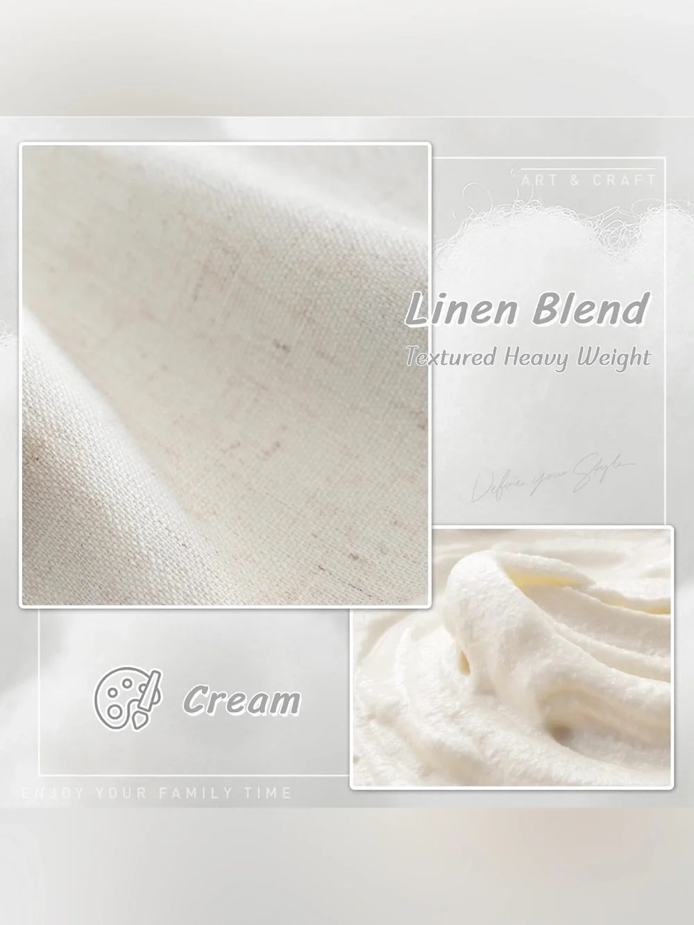 NWT Linen Curtains 52W x 36L Cream 2 Panels